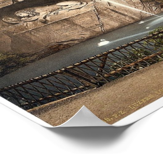 ライオンの記念碑と泉，スイス，ルツェルン ポスター (角)