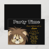ライオンの誕生日のパーティの招待状 招待状 (正面/裏面)