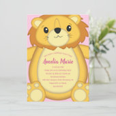 ライオンの誕生日パーティー ピンク 招待状 (スタンド正面)