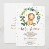 ライオンの赤ちゃんのシャワー（お祝い）- メールで 招待状 (正面/裏面)