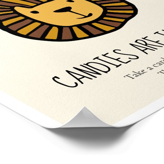 ライオンの赤ちゃんシャワーゲームの数を推測 ポスター (角)