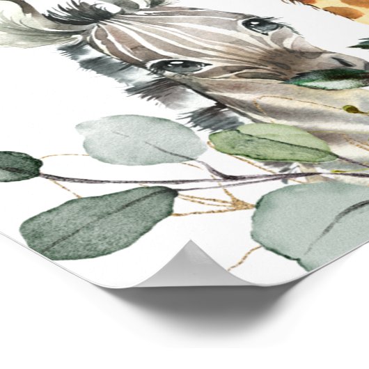 ライオンの赤ちゃんシャワー付きサファリ動物ウェルカムサイン ポスター (角)