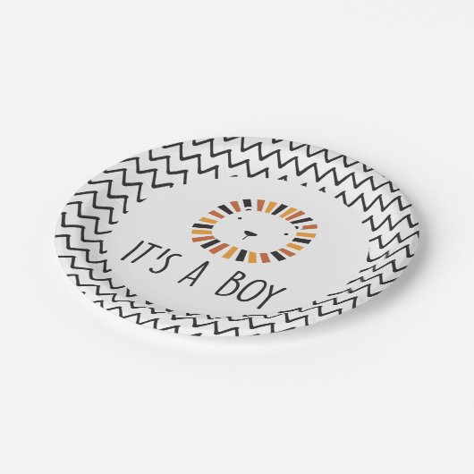 ライオンの赤ちゃんシャワー男の子 ペーパープレート (アングル)