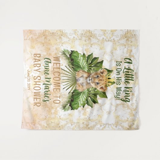 ライオンの赤ちゃん 小さな王様が誕生するよ ベイビーシャワー タペストリー (正面(横))