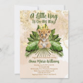 ライオンの赤ちゃん 小さな王様が誕生するよ ベイビーシャワー 招待状 (正面)