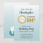 ライオンの赤ちゃん 誕生日おめでとう レオ 星座 パーティー 招待状 (正面/裏面)