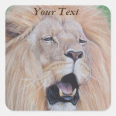 ライオンの躍動する大きな猫野生生物現実主義アートクラシック スクエアシール (正面)