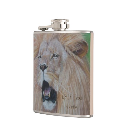 ライオンの躍動する大きな猫野生生物現実主義芸術 フラスク (左)