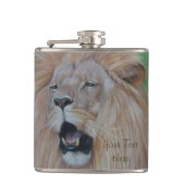 ライオンの躍動する大きな猫野生生物現実主義芸術 フラスク (正面)