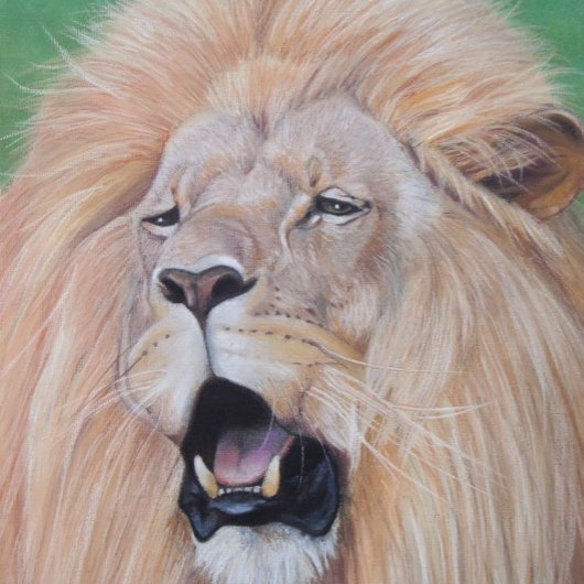 ライオンの躍動する大きな猫野生生物現実主義芸術 フラスク