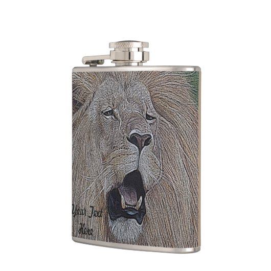 ライオンの躍動する大きな猫野生生物現実主義芸術 フラスク (左)