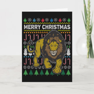 ライオンの醜いクリスマスセーター野生生物シリーズ シーズンカード