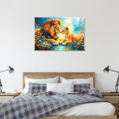 ライオンの雌の野生猫は野生動物を愛する自然 キャンバスプリント (インサイチュ (寝室))