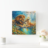 ライオンの雌の野生猫は野生動物を愛する自然 スクエア壁時計 (ホーム)