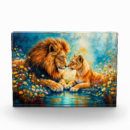 ライオンの雌の野生猫は野生動物を愛する自然 フォトブロック