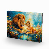 ライオンの雌の野生猫は野生動物を愛する自然 フォトブロック (右)