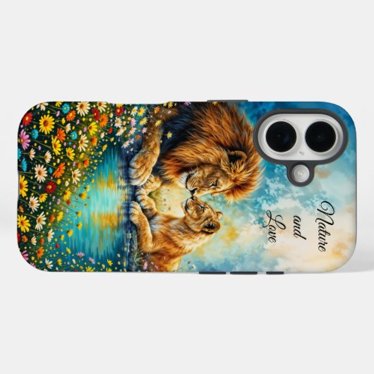 ライオンの雌の野生猫は野生動物を愛する自然 Case-Mate iPhoneケース (裏面 (横))