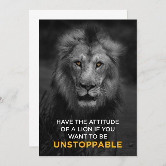 ライオンの非やる気を起こさせる停止 サンキューカード (正面/裏面)