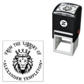 ライオンの頭に王冠を被せたデザイン #1P 図書館の本の名前 セルフインキングスタンプ (インサイチュ)