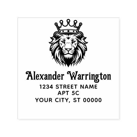 ライオンの頭に王冠を被せた名前 #1M 宛名返却 セルフインキングスタンプ (デザイン)