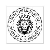 ライオンの頭に王冠を被せた図書館の本の名前 セルフインキングスタンプ (デザイン)