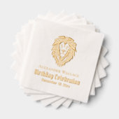 ライオンの頭の誕生日パーティーお祝い名前日付 箔ナプキン (インサイチュ (積み重ね))