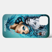 ライオンの頭威厳のあるを持った魅力的な女性 Case-Mate iPhoneケース (裏面 (横))
