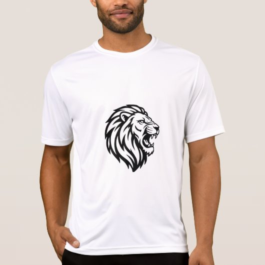 ライオンの頭部の部族タトゥーデザイン ラインアートベクター Tシャツ (正面)