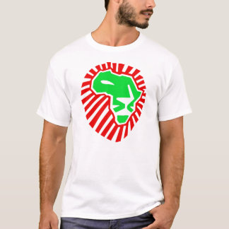 ライオンの頭部アフリカのための今回。 緑の赤 Tシャツ