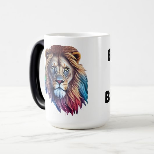 ライオンの顔をイメージしたマグはっきりしたと"勇敢" モーフィングマグカップ (正面左)