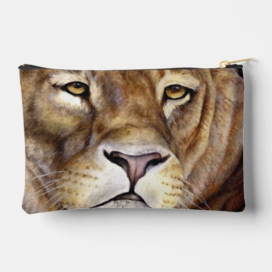 ライオンの顔素晴らし動物絵を描芸術 アクセサリーポーチ (裏面)