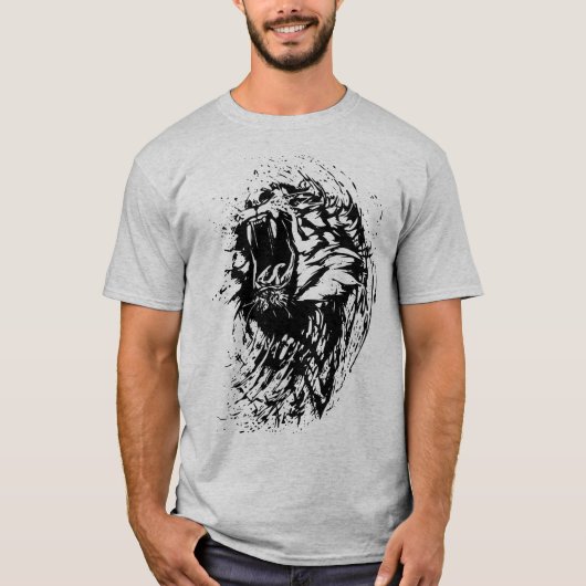 ライオンの顔 雄大なライオン 野生のライオン Tシャツ (正面)