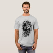 ライオンの顔 雄大なライオン 野生のライオン Tシャツ (正面フル)