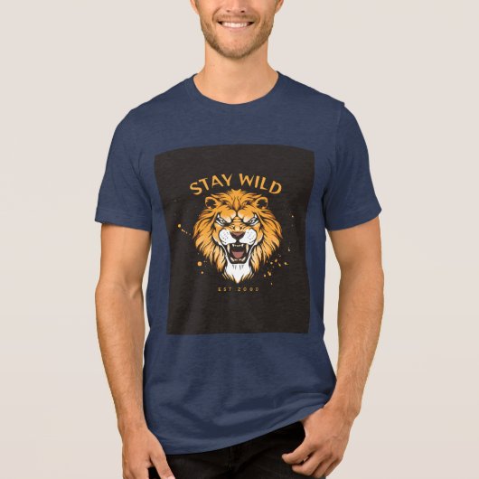 ライオンの顔 Stay Wild Tシャツ (正面)
