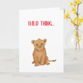 ライオンの「野生考えの私はあなたを愛する」カード カード (黄色い花)