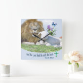 ライオンは仔ヒツジと一緒に寝る スクエア壁時計 (ホーム)