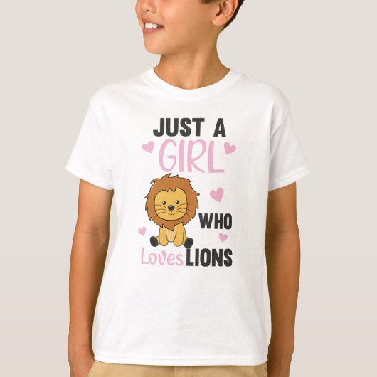 ライオンを愛するただの女の子可愛いライオン大きな猫 Tシャツ (正面)
