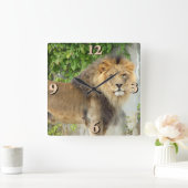 ライオンアットマサイマラ2 スクエア壁時計 (ホーム)