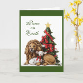 ライオンアンドラムバイクリスマスツリーホイリディ カード (黄色い花)