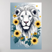 ライオンアート、ワイルドライフアフリカサファリホワイトライオンの壁 ポスター (正面)