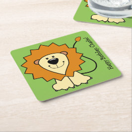 ライオンイラストレーションカスタム文字紙コースター スクエアペーパーコースター