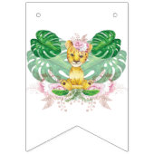 ライオンイラストレーションガールサファリハッピーバースデー バンティングフラッグ (第1の旗)