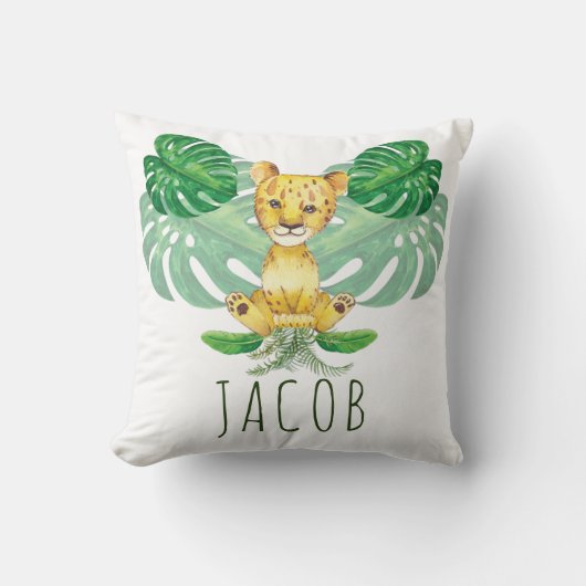 ライオンイラストレーションサファリモダンパーソナライズされた クッション (正面)