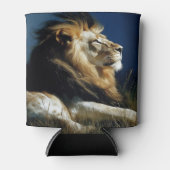 ライオンインザグラス大きな猫ポートレート 缶クーラー (正面)
