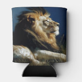 ライオンインザグラス大きな猫ポートレート 缶クーラー (裏面)