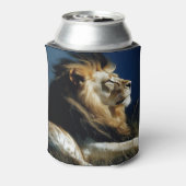 ライオンインザグラス大きな猫ポートレート 缶クーラー (缶裏面)