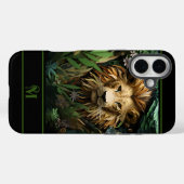 ライオンインザジャングルモノグラームイニシャル Case-Mate iPhoneケース (裏面 (横))