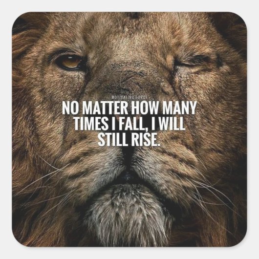 ライオンインスピレーション – 秋とライズ – やる気を起こさせる スクエアシール (正面)