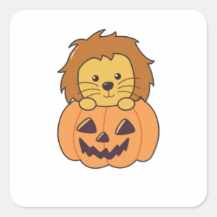 ライオンインパンプキンオレンジコアラスハロウィンライオン スクエアシール