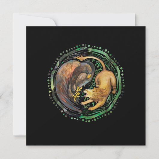 ライオンイーグル陰陽中国調和瞑想プレゼント 招待状 (正面)